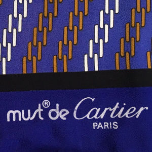Cartier Square Silk Scarf Navy Black Brown White